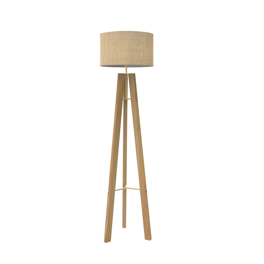 ROBIN 11956 | BREEZE FLOOR - STRUCTURE IN FIR WOOD AND GOLD / NATURAL FIBRE SHADE