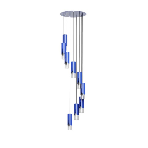 [ROB-11109] ROBIN 11109 | BISEL PENDANT CHANDELIER - METALIC BLUE