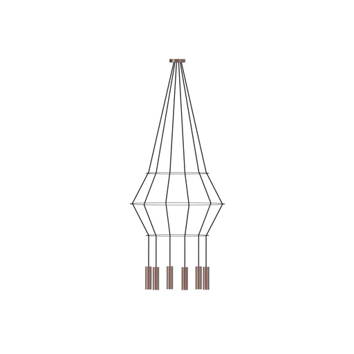 [ROB-09946] ROBIN 09946 | ROSE PENDANT CHANDELIER CIRCULAR 16 - COPPER