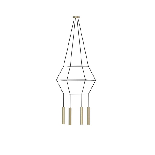 [ROB-09878] ROBIN 09878 | ROSE PENDANT CHANDELIER SQUARE 25 - MATTE POLISHED BRASS