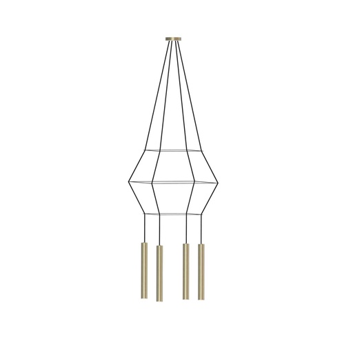[ROB-09908] ROBIN 09908 | ROSE PENDANT CHANDELIER SQUARE 40 - MATTE POLISHED BRASS