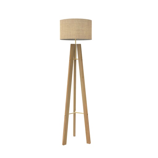 [ROB-11956] ROBIN 11956 | BREEZE FLOOR - STRUCTURE IN FIR WOOD AND GOLD / NATURAL FIBRE SHADE